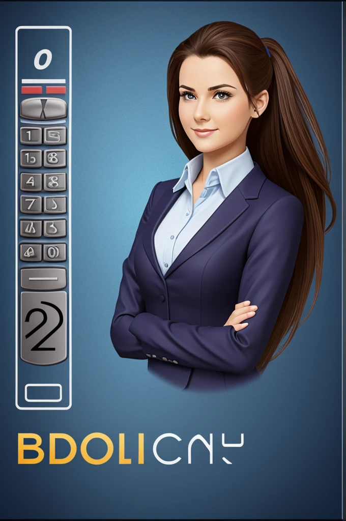 Create a logo of a lady with a calculator