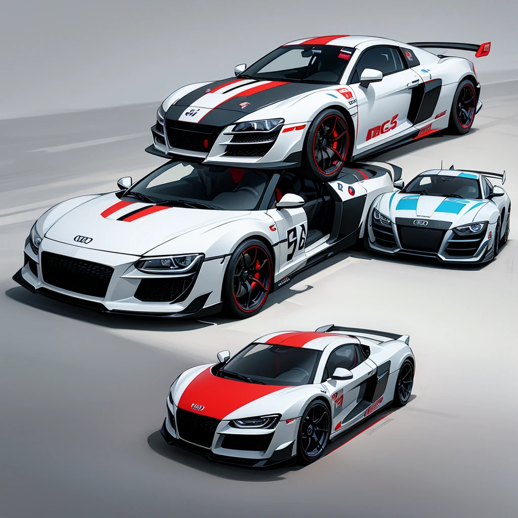 Create a sketch of a sports car combining an Audi R8 and a Supra Mk5 and a Pagani