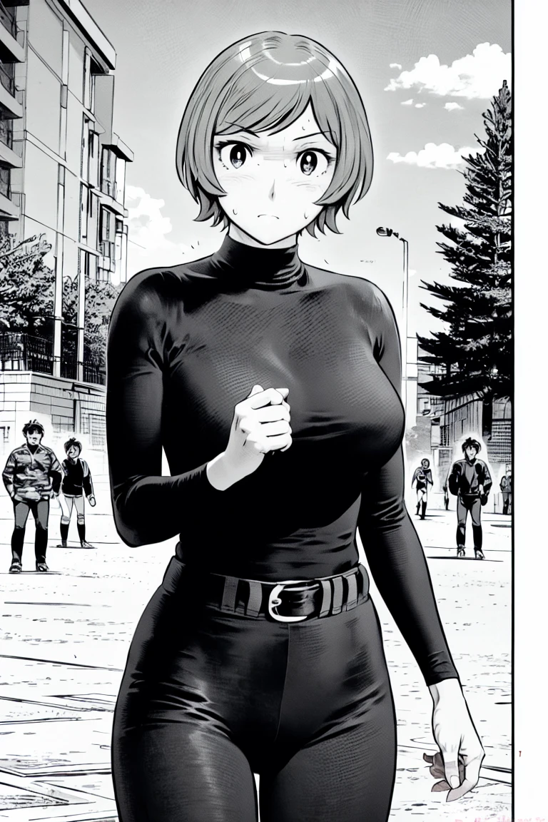 (野球uniform:1.2),
blonde, (short hair:1.2),Long sleeve, Black Shirt, turtleneck,White trousers、uniform、Black belt、((Illustration of people))、big 、Covered in mud、Soil stains、ドロドロのuniform、
View your viewers,, (Highest quality:1.3),One Girl, White pants、uniform、Outdoor、baseball ground、ground、soil、blue eyes、Tight black shirt、(masterpiece、Highest quality)、Highest quality, Ultra-high resolution, (((masterpiece))), alone, Sweat、big eyes、big Breasts、Torn clothes、 Fully exposed、Nipples、One Girl, Front view、Embarrassed face、Bronze colored hair、((short hair))、Stand up straight、Cowboy Shot