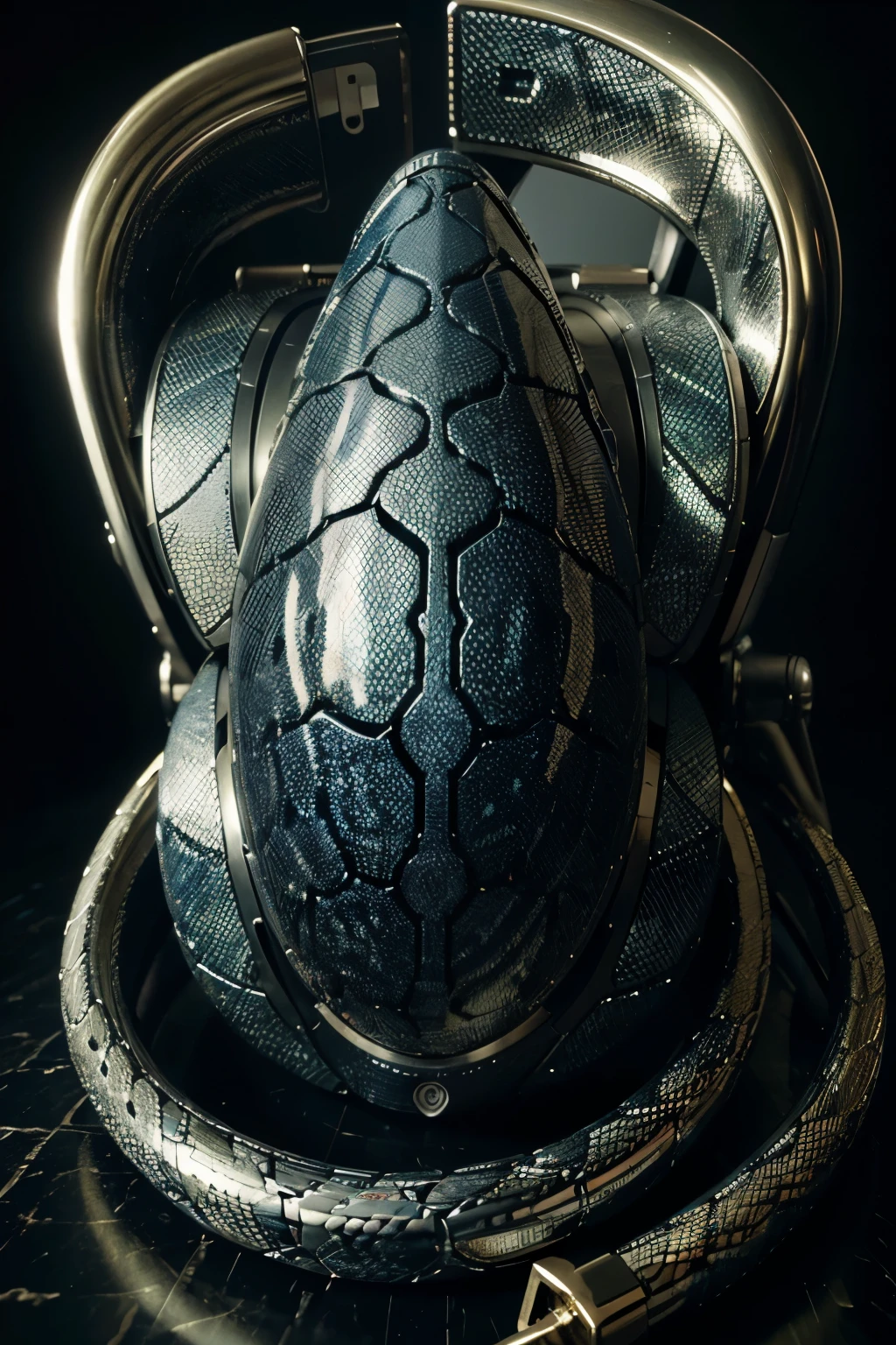 a giant snake coiled around a calculator, highly detailed, hyper-realistic, (best quality,4k,8k,highres,masterpiece:1.2),ultra-detailed,(realistic,photorealistic,photo-realistic:1.37),extremely detailed scales,intricate patterns on the scales,shiny metallic calculator,complex mechanical interior of calculator,dramatic lighting,cinematic composition,moody atmosphere,deep shadows,vibrant colors