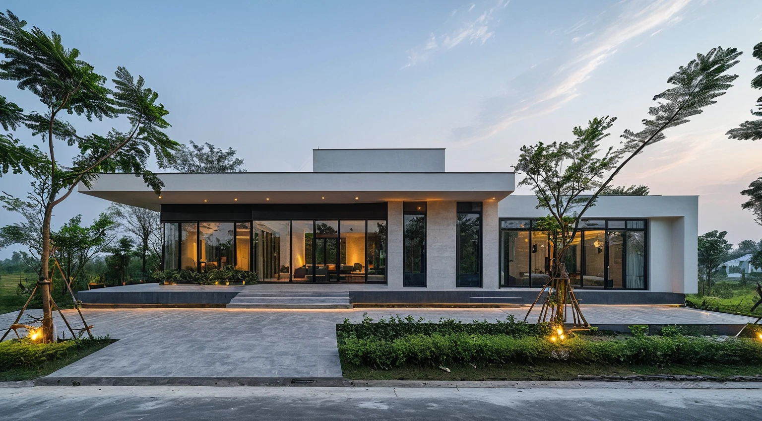 raw photo, best quality, ultra realistic, masterpiece, best quality skin, photography hd, dslr,
tcs, httlvn, modern house, road, people, house, facade design, outdoors, house, white walls, cross on top, curved shape building,
Dusk, sunshine,
View from a tree, dof view,