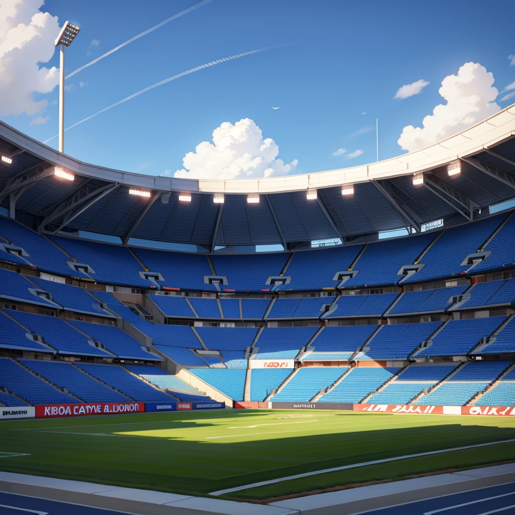 Football stadium with blue and white colors