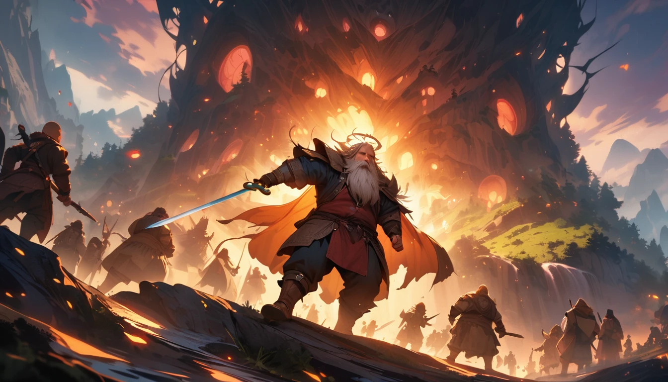 (masterpiece:1.4), (Highest quality:1.4), Very detailed, Complex, Very detailed, shape,Soft lighting, Scenic, Brandishing a Sword, A face full of fighting spirit, Spirit, More than one person, Mixed gender, a group of adventurers, character from RPG games, (character: human, Fairy, Fairy, Dwarf, The Hobbit), (exterior: Swordsman Style, Shaman Style, Monk Style, Magician style), (belongings: Long sword, dagger, Holy Staff, Magic wand, shield, metal armor, Leather Armor), Perfectly accurate anatomical shape、All limbs intact、Perfect full finger, Colorful characters, Fight demons, Huge, Majestic, Fighting Hero, Uplifting expressions, In the dark forest.