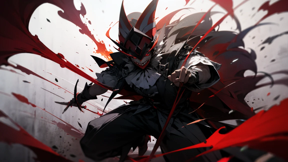 Clown, whole body,fight, Use magic, super high quality, Dark and red theme