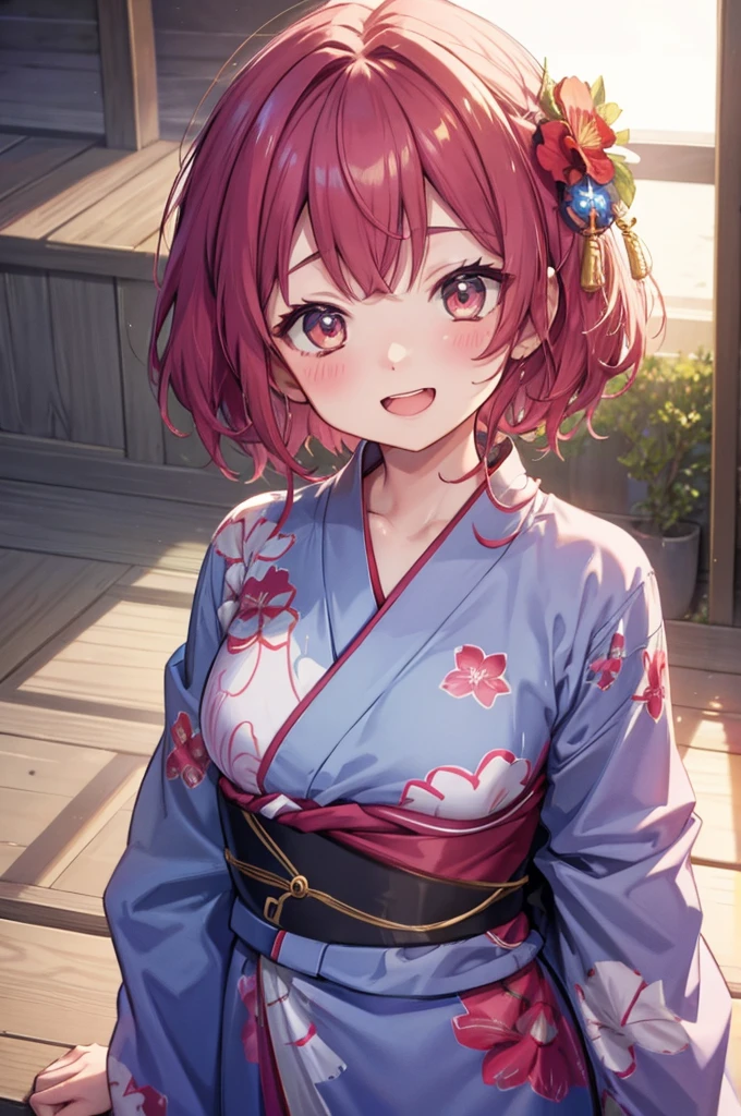 yukata、Concept Art、masterpiece、Laugh cutely、Upper Body、high resolution、fair、Shot from above