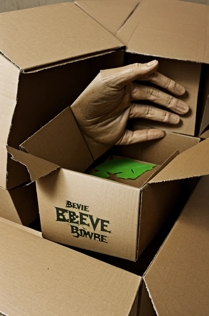 Believe me a zombie hand floating cardboard style or real