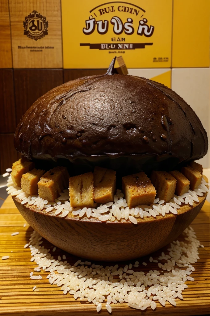 A food poster with the name Ulen bu Euis made from glutinous rice, typical of Bandung