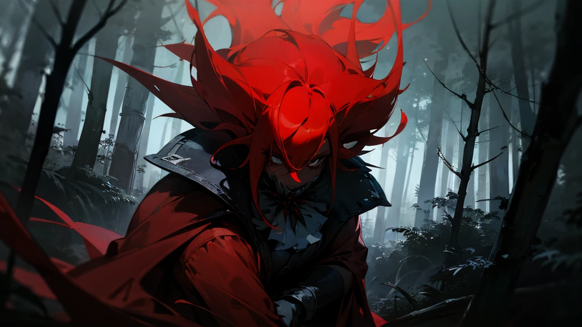 Clown, whole body,fight, Use magic, super high quality, Dark and red theme,In the dark forest