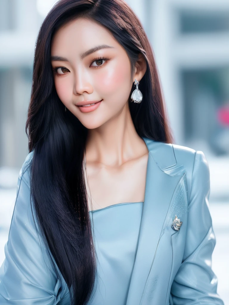 realistic photos of (1 cute Korean star alike) Shoulder-length hair, thin makeup, medium breasts size, wearing coat, in the snow, clear facial features, 8K high resolution, sharp and realistic details.from outside, Eye-Level Shot, f/4.0, 135mm, Fujifilm, jpeg artifacts, dithering, UHD, masterpiece, best quality, realistic, (a female Indonesian supermodel,  (perky breast:1.1), seductive smile, (dark hair), (long hair) (straight hair:1.1), perfect eyes, sharp details, detailed face, face makeup, cheeks blush, eyeliner, eyeshadows, lip gloss, (deep focus), (soft lighting), (realistic lighting:1.0),  full body shots, 27 years old girl, attractive face, delicate body