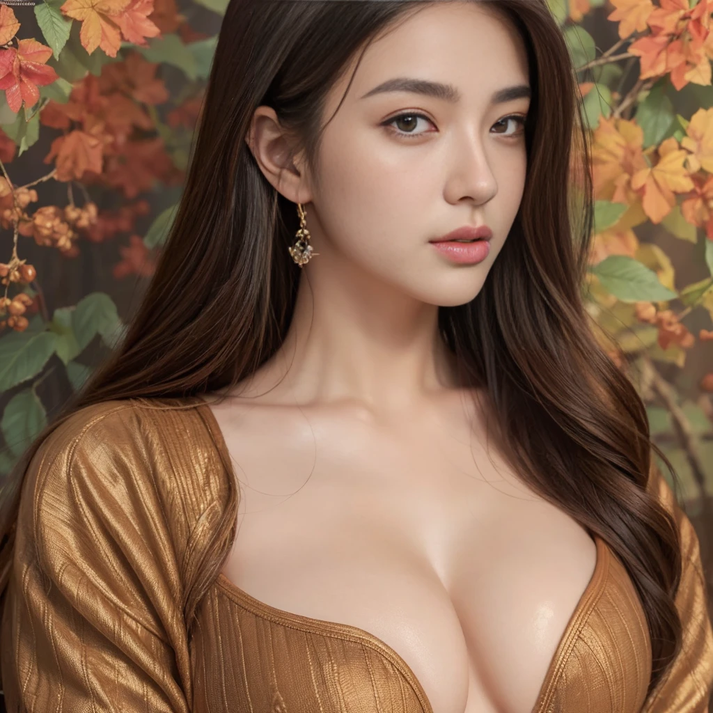 masterpiece、Highest quality、one person、Detailed_skin、Detailed_hair、Detailed、(Very large_breasts)、Very artistic mural_background、cinematic:1.35、Artistic composition
