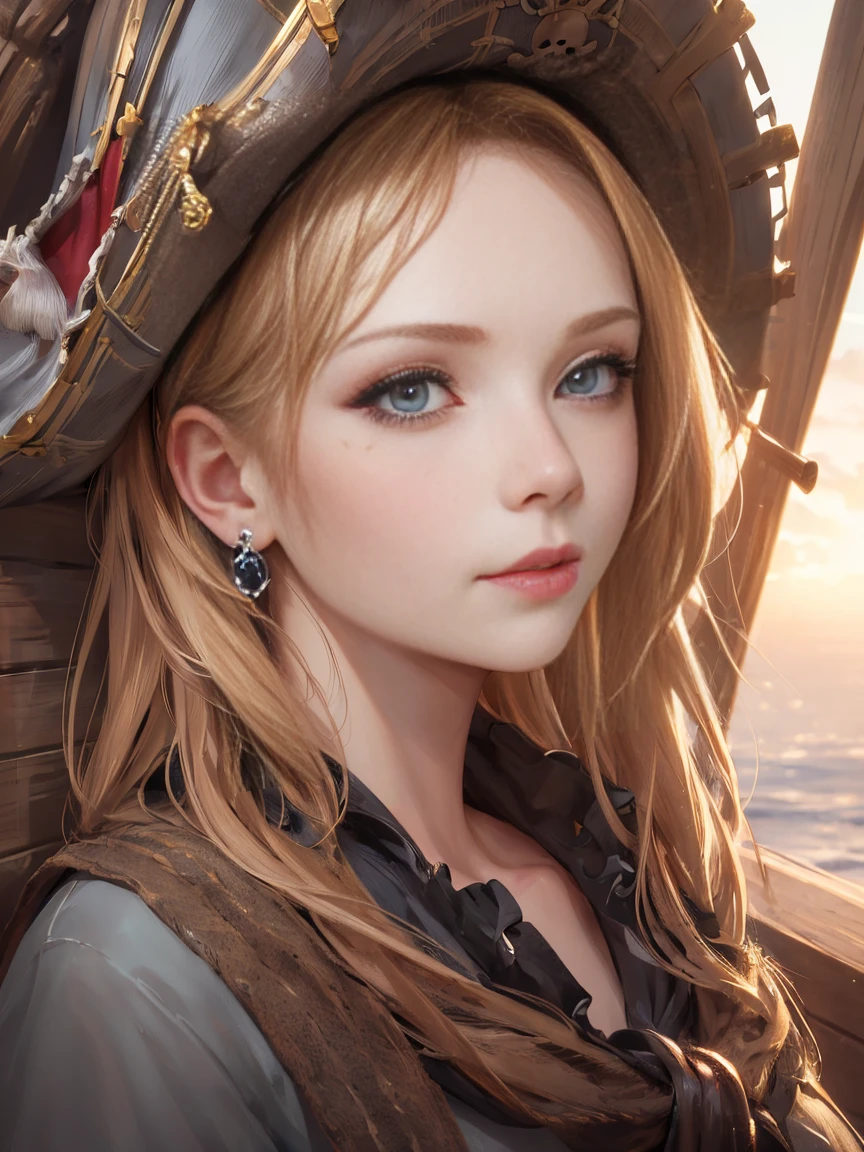 (masterpiece, 最high quality:1.4), (pirate ship), (From the back:1), (One girl), (alone), (head to waist photo) , Nami from One Piece, hyperRealistic, Skin with attention to detail, Digital SLR, Soft lighting, high quality, Highly detailed face, Highly detailed eyes, Highly detailed skin, Skin pores, Scattered beneath the surface, Apply blush all over the face, Highly detailed face, Highly detailed eyes, Beautiful Face, Fuller lips, Detailed Background, Depth of written boundary, Volumetric lighting, Sharp focus, Realistic proportions, Excellent anatomy, (Realistic, hyperRealistic:1.4), 16k hdr, Dawn