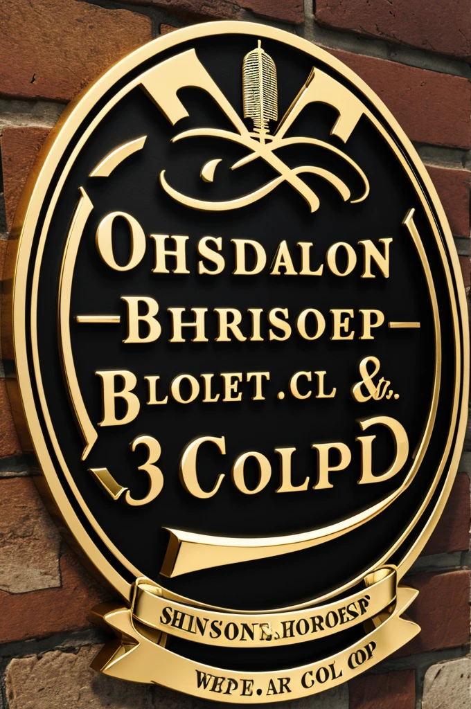 Wilson barbershop 3D logo black gold