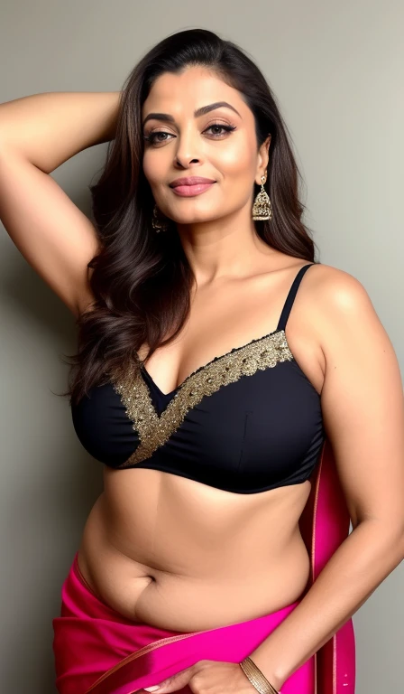 full body of SEXIEST 45YO MILF AISHWARYA RAI, ,XT3,she didn't like to wear blouse or bra, she is happy to wear only saree, she hates blouse or bra, detailed hairy armpits, hyper realistic skin, skin pores, sweat, veins, short hairs on armpit, stubble armpits, hyper realistic hairy armpits, low waist saree, seductive face, look at camera and winking, erotic adult face, 45yo, intricate details, (ArtStation:1.2)