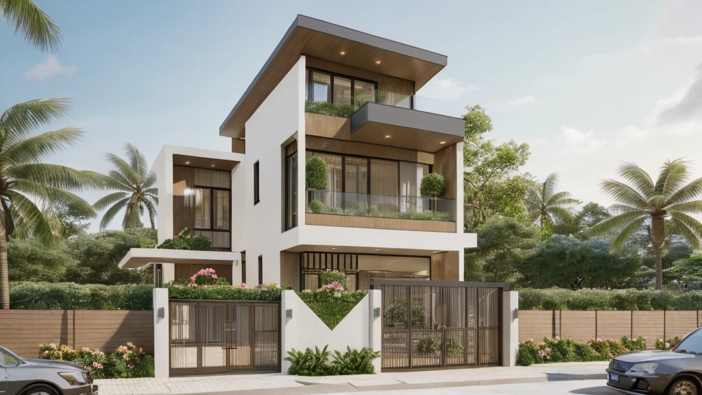 ((best quality)), ((masterpiece)), (detailed), perfect face, ((Masterpiece)), (best quality), (ultras Realistic), 8k, Raw photo, a rendering of a modern house with vietnamese roof anh brick yard , realistic garden, contemporary house, exterior design, wide establishing shot, modern house, in style of simplified realism, concept house, realistic building, front elevation view, wide angle exterior 2022, inter dimensional villa, building facing, sharp focus ilustration hq, modern style, realistic establishing shot, concept house, wide angle exterior 2022, precise architectural rendering, inter dimensional villa, award-winning render, front-view, mid-view, detailed rendering, architectural render, architecture render, modern house, architectural visualization, realistic architecture, insanely detailed rendering, exterior , trees landscape, sky wood paneled ceiling, a rendering of a modern house with a garden, precise architectural rendering, high quality rendering, award-winning render, professional render, beautiful 3 d rendering, beautiful rendering, architectural rendering, a photorealistic rendering, luxcore render, stunning render, an award winning digital render, beautiful rendered, high-quality render, architectural 3 d render, artistic render, a view of a garden with lots of flowers and plants, in a cottagecore flower garden, cottagecore flower garden, lush flowery outdoors, garden with flowers, flower garden summer morning, lots of plants and flowers, lush garden surroundings, lush chic garden, with a french garden, lush plants and flowers, home and garden, garden at home, homes and gardens, permaculture, with a garden, sustainable architecture, gardening, green house, homes and garden magazine, beautiful house on a forest path, vegetal architecture, a rendering of a modern house with a small balcony and a bancony , precise architectural rendering, modern house, contemporary house, concept house, street,