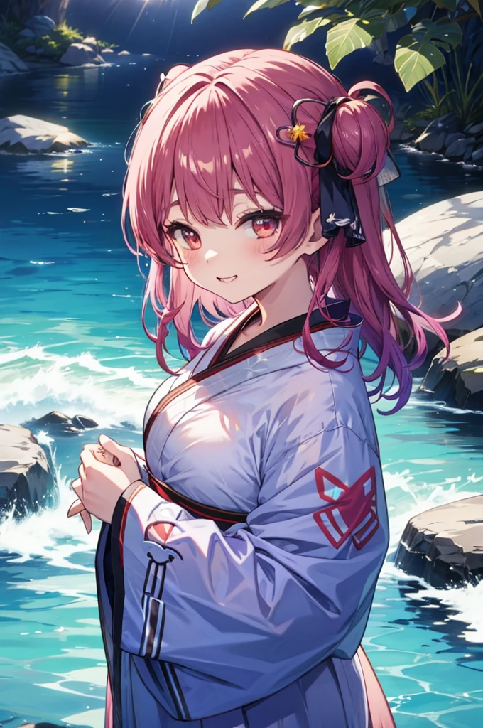 yukata、Concept Art、masterpiece、Laugh cutely、Upper Body、high resolution、fair、Shot from above