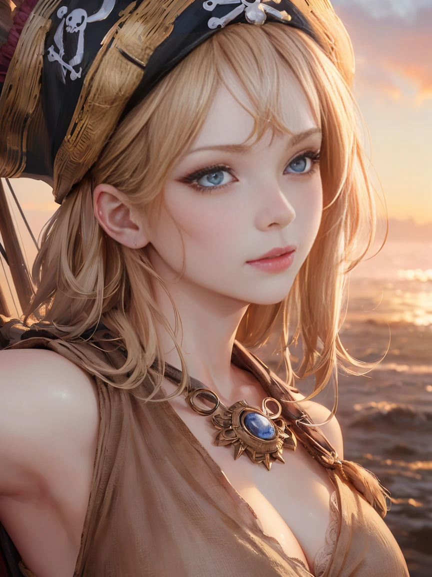 (masterpiece, 最high quality:1.4), (pirate ship), (From the back:1), (One girl), (alone), (head to waist photo) , Nami from One Piece, hyperRealistic, Skin with attention to detail, Digital SLR, Soft lighting, high quality, Highly detailed face, Highly detailed eyes, Highly detailed skin, Skin pores, Scattered beneath the surface, Apply blush all over the face, Highly detailed face, Highly detailed eyes, Beautiful Face, Fuller lips, Detailed Background, Depth of written boundary, Volumetric lighting, Sharp focus, Realistic proportions, Excellent anatomy, (Realistic, hyperRealistic:1.4), 16k hdr, Dawn