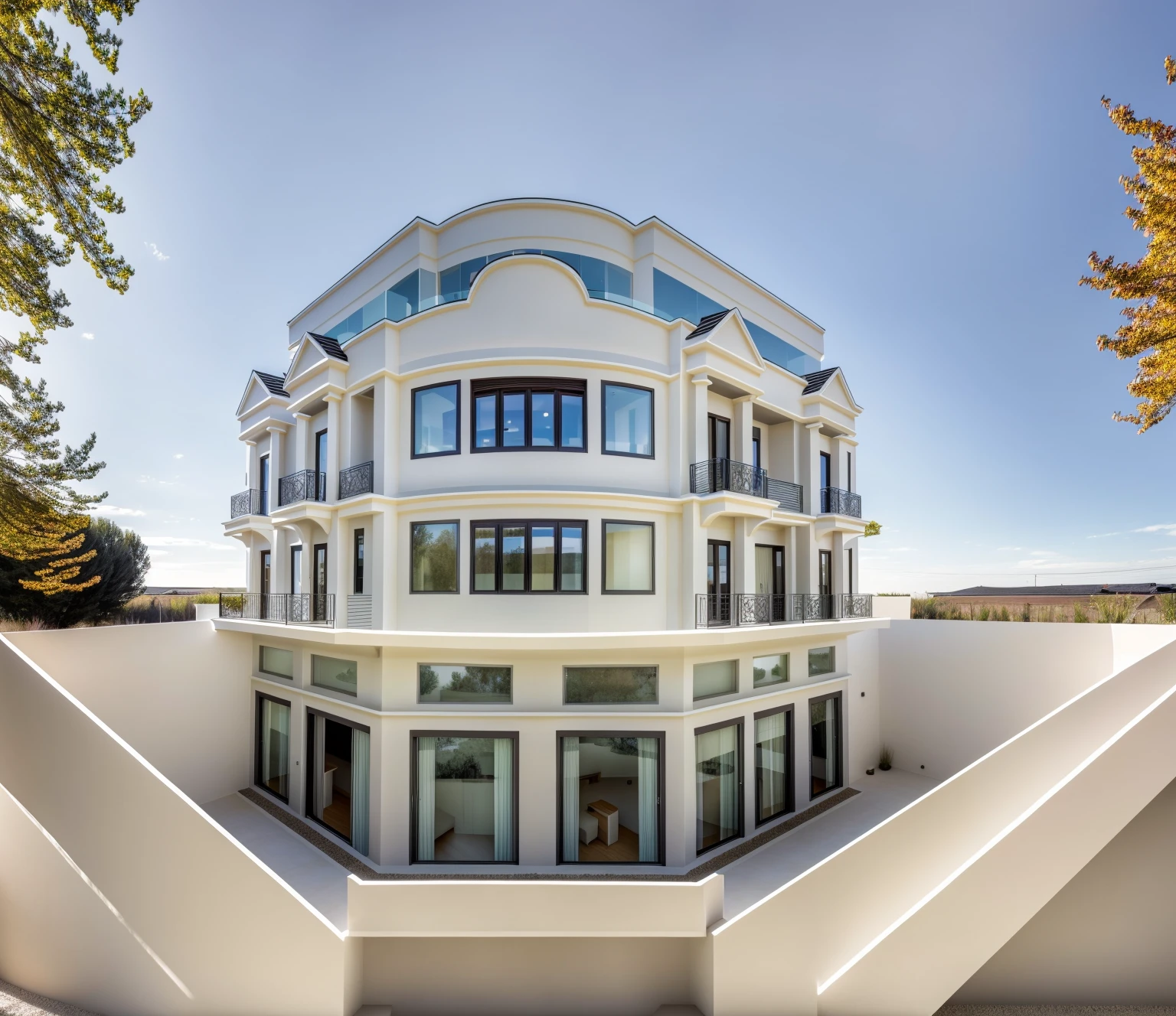 1 architecte moderne, main material by white wall and wood, 1 large courtyard, 1 road passes in front of the house, (Photo brute, real, best quality, head of'artwork:1.2), avoir l'modern and minimalist look, 1 route devant la maison, dynamic lighting:1.3, (hyper realistic, photo-realistic:1.2), High quality, (dark lighting:1.2), perfect lighting, archquotidiennement, no'humain