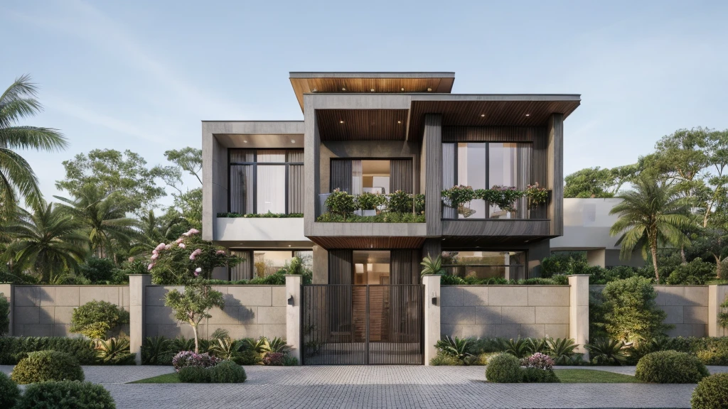 ((best quality)), ((masterpiece)), (detailed), perfect face, ((Masterpiece)), (best quality), (ultras Realistic), 8k, Raw photo, a rendering of a modern house with vietnamese roof anh brick yard , realistic garden, contemporary house, exterior design, wide establishing shot, modern house, in style of simplified realism, concept house, realistic building, front elevation view, wide angle exterior 2022, inter dimensional villa, building facing, sharp focus ilustration hq, modern style, realistic establishing shot, concept house, wide angle exterior 2022, precise architectural rendering, inter dimensional villa, award-winning render, front-view, mid-view, detailed rendering, architectural render, architecture render, modern house, architectural visualization, realistic architecture, insanely detailed rendering, exterior , trees landscape, sky wood paneled ceiling, a rendering of a modern house with a garden, precise architectural rendering, high quality rendering, award-winning render, professional render, beautiful 3 d rendering, beautiful rendering, architectural rendering, a photorealistic rendering, luxcore render, stunning render, an award winning digital render, beautiful rendered, high-quality render, architectural 3 d render, artistic render, a view of a garden with lots of flowers and plants, in a cottagecore flower garden, cottagecore flower garden, lush flowery outdoors, garden with flowers, flower garden summer morning, lots of plants and flowers, lush garden surroundings, lush chic garden, with a french garden, lush plants and flowers, home and garden, garden at home, homes and gardens, permaculture, with a garden, sustainable architecture, gardening, green house, homes and garden magazine, beautiful house on a forest path, vegetal architecture, a rendering of a modern house with a small balcony and a bancony , precise architectural rendering, modern house, contemporary house, concept house, street,