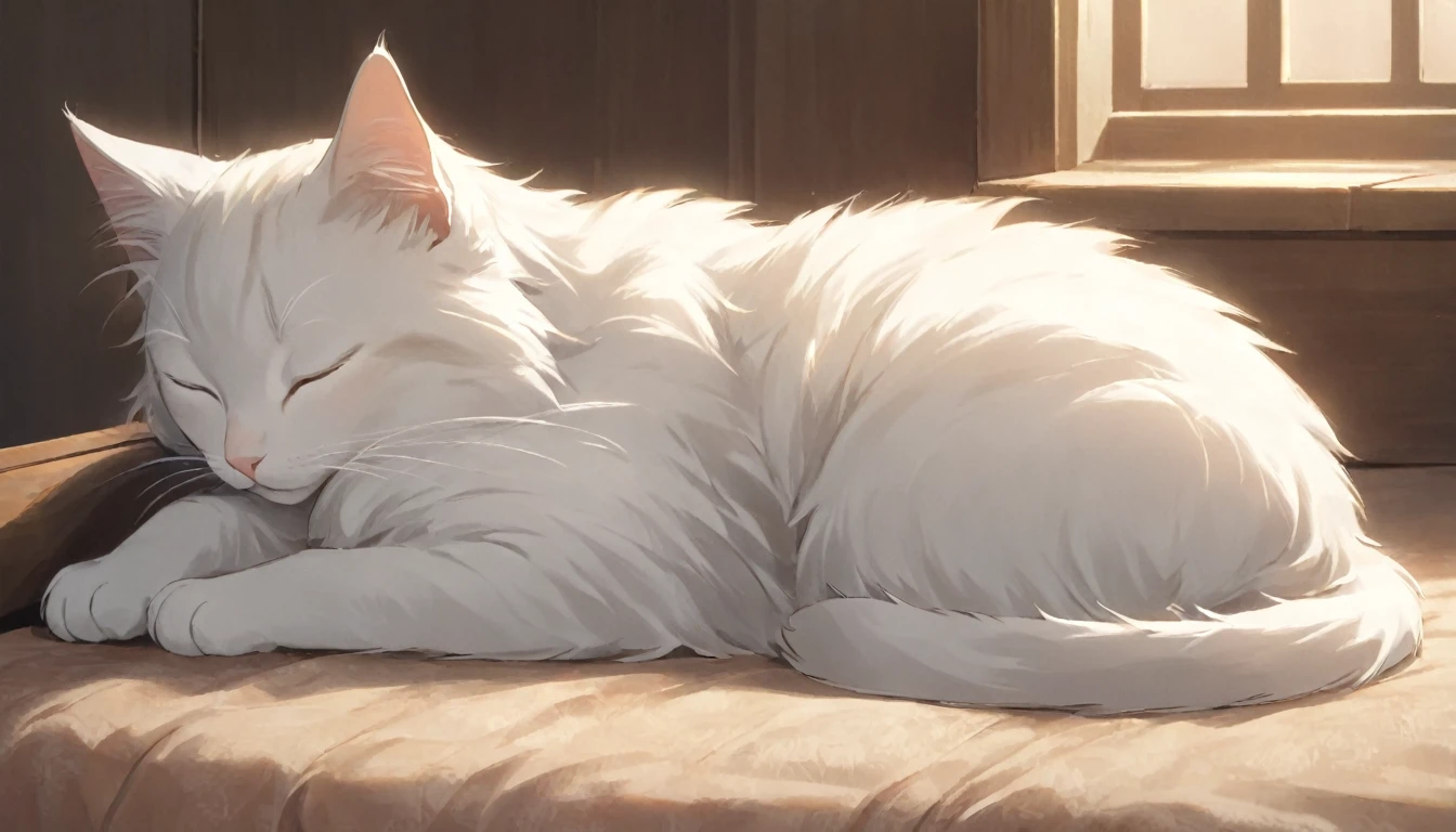A cat with a long body is sleeping comfortably