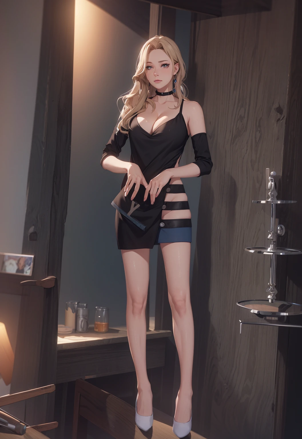 Huge breasts, Charming cleavage, Animation style rendering, Cute 3d rendering, Personagem pequeno. Unreal Engine 5, Stylized anime, Lovely and detailed digital art, Artie Guerin 8K, Stylized 3d rendering, Adventure hyper-realistic rendering, Anime style 3D, 3D rendering style
