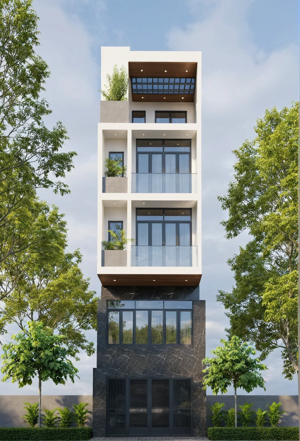 Photo brute,chef-d'artwork, high quality, best quality, authentique, Great detail,
Outside, en plein air, style de maison moderne dans la rue, glass windows, grille, plafond en bois,
route,pavement, des arbres, ciel, nuage, (day light:1.1)