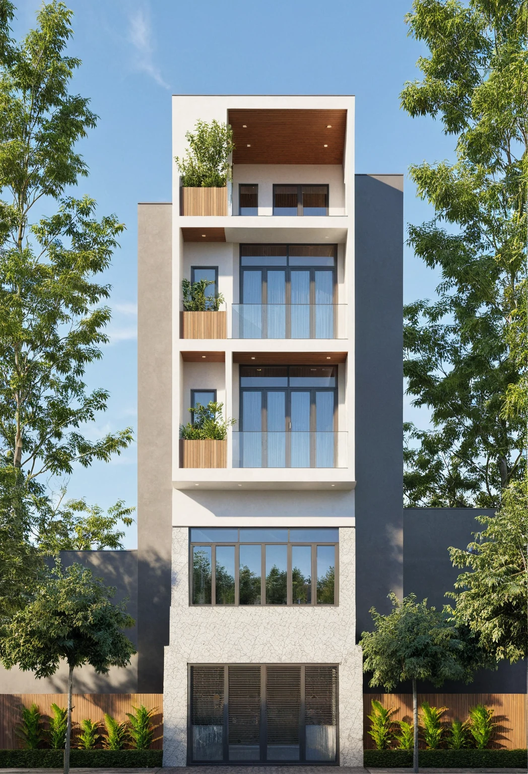 Photo brute,chef-d'artwork, high quality, best quality, authentique, Great detail,
Outside, en plein air, style de maison moderne dans la rue, glass windows, grille, plafond en bois,
route,pavement, des arbres, ciel, nuage, (day light:1.1)