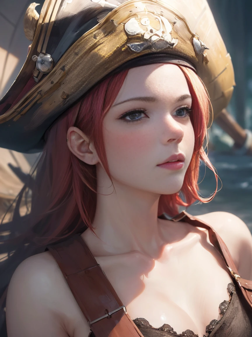 (masterpiece, 最high quality:1.4), (pirate ship), (From the back:1), (One girl), (alone), (head to waist photo) , Nami from One Piece, hyperRealistic, Skin with attention to detail, Digital SLR, Soft lighting, high quality, Highly detailed face, Highly detailed eyes, Highly detailed skin, Skin pores, Scattered beneath the surface, Apply blush all over the face, Highly detailed face, Highly detailed eyes, Beautiful Face, Fuller lips, Detailed Background, Depth of written boundary, Volumetric lighting, Sharp focus, Realistic proportions, Excellent anatomy, (Realistic, hyperRealistic:1.4), 16k hdr, Dawn