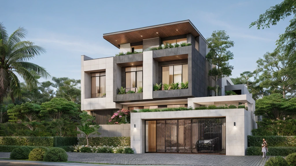 ((best quality)), ((masterpiece)), (detailed), perfect face, ((Masterpiece)), (best quality), (ultras Realistic), 8k, Raw photo, a rendering of a modern house with vietnamese roof anh brick yard , realistic garden, contemporary house, exterior design, wide establishing shot, modern house, in style of simplified realism, concept house, realistic building, front elevation view, wide angle exterior 2022, inter dimensional villa, building facing, sharp focus ilustration hq, modern style, realistic establishing shot, concept house, wide angle exterior 2022, precise architectural rendering, inter dimensional villa, award-winning render, front-view, mid-view, detailed rendering, architectural render, architecture render, modern house, architectural visualization, realistic architecture, insanely detailed rendering, exterior , trees landscape, sky wood paneled ceiling, a rendering of a modern house with a garden, precise architectural rendering, high quality rendering, award-winning render, professional render, beautiful 3 d rendering, beautiful rendering, architectural rendering, a photorealistic rendering, luxcore render, stunning render, an award winning digital render, beautiful rendered, high-quality render, architectural 3 d render, artistic render, a view of a garden with lots of flowers and plants, in a cottagecore flower garden, cottagecore flower garden, lush flowery outdoors, garden with flowers, flower garden summer morning, lots of plants and flowers, lush garden surroundings, lush chic garden, with a french garden, lush plants and flowers, home and garden, garden at home, homes and gardens, permaculture, with a garden, sustainable architecture, gardening, green house, homes and garden magazine, beautiful house on a forest path, vegetal architecture, a rendering of a modern house with a small balcony and a bancony , precise architectural rendering, modern house, contemporary house, concept house, street,