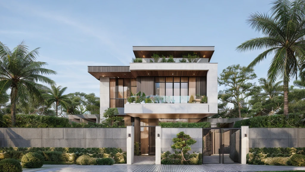 ((best quality)), ((masterpiece)), (detailed), perfect face, ((Masterpiece)), (best quality), (ultras Realistic), 8k, Raw photo, a rendering of a modern house with vietnamese roof anh brick yard , realistic garden, contemporary house, exterior design, wide establishing shot, modern house, in style of simplified realism, concept house, realistic building, front elevation view, wide angle exterior 2022, inter dimensional villa, building facing, sharp focus ilustration hq, modern style, realistic establishing shot, concept house, wide angle exterior 2022, precise architectural rendering, inter dimensional villa, award-winning render, front-view, mid-view, detailed rendering, architectural render, architecture render, modern house, architectural visualization, realistic architecture, insanely detailed rendering, exterior , trees landscape, sky wood paneled ceiling, a rendering of a modern house with a garden, precise architectural rendering, high quality rendering, award-winning render, professional render, beautiful 3 d rendering, beautiful rendering, architectural rendering, a photorealistic rendering, luxcore render, stunning render, an award winning digital render, beautiful rendered, high-quality render, architectural 3 d render, artistic render, a view of a garden with lots of flowers and plants, in a cottagecore flower garden, cottagecore flower garden, lush flowery outdoors, garden with flowers, flower garden summer morning, lots of plants and flowers, lush garden surroundings, lush chic garden, with a french garden, lush plants and flowers, home and garden, garden at home, homes and gardens, permaculture, with a garden, sustainable architecture, gardening, green house, homes and garden magazine, beautiful house on a forest path, vegetal architecture, a rendering of a modern house with a small balcony and a bancony , precise architectural rendering, modern house, contemporary house, concept house, street,