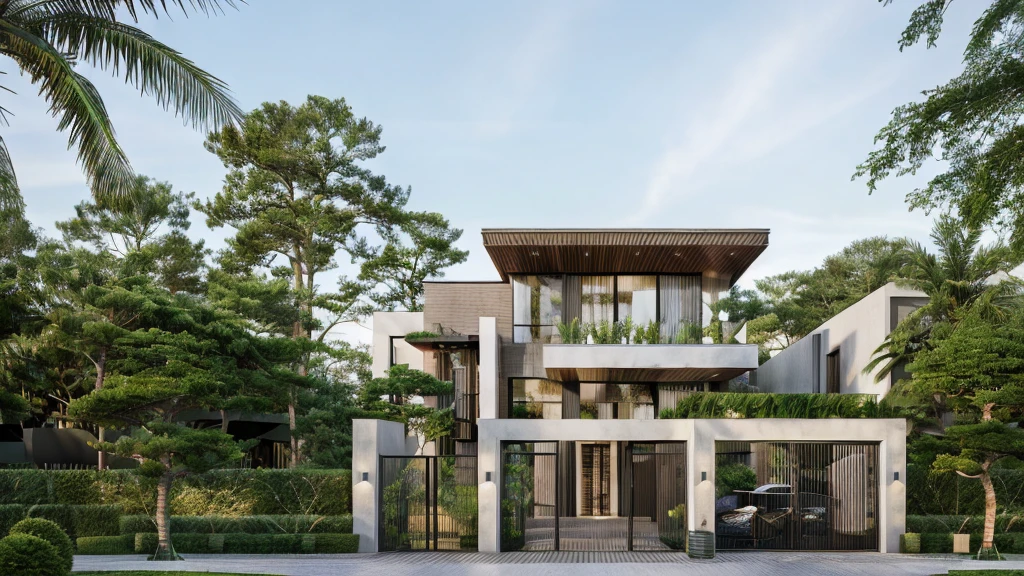 ((best quality)), ((masterpiece)), (detailed), perfect face, ((Masterpiece)), (best quality), (ultras Realistic), 8k, Raw photo, a rendering of a modern house with vietnamese roof anh brick yard , realistic garden, contemporary house, exterior design, wide establishing shot, modern house, in style of simplified realism, concept house, realistic building, front elevation view, wide angle exterior 2022, inter dimensional villa, building facing, sharp focus ilustration hq, modern style, realistic establishing shot, concept house, wide angle exterior 2022, precise architectural rendering, inter dimensional villa, award-winning render, front-view, mid-view, detailed rendering, architectural render, architecture render, modern house, architectural visualization, realistic architecture, insanely detailed rendering, exterior , trees landscape, sky wood paneled ceiling, a rendering of a modern house with a garden, precise architectural rendering, high quality rendering, award-winning render, professional render, beautiful 3 d rendering, beautiful rendering, architectural rendering, a photorealistic rendering, luxcore render, stunning render, an award winning digital render, beautiful rendered, high-quality render, architectural 3 d render, artistic render, a view of a garden with lots of flowers and plants, in a cottagecore flower garden, cottagecore flower garden, lush flowery outdoors, garden with flowers, flower garden summer morning, lots of plants and flowers, lush garden surroundings, lush chic garden, with a french garden, lush plants and flowers, home and garden, garden at home, homes and gardens, permaculture, with a garden, sustainable architecture, gardening, green house, homes and garden magazine, beautiful house on a forest path, vegetal architecture, a rendering of a modern house with a small balcony and a bancony , precise architectural rendering, modern house, contemporary house, concept house, street,