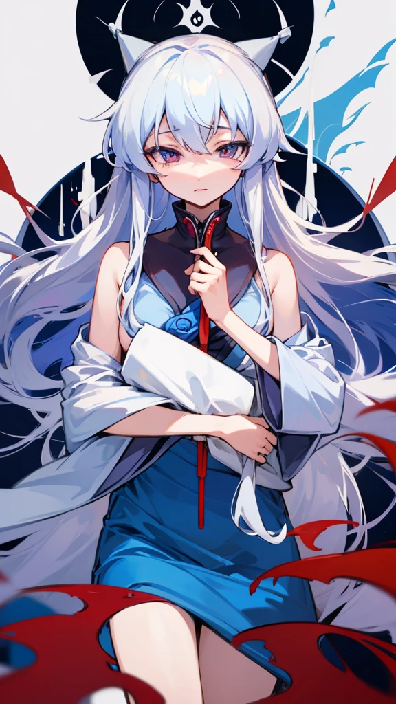 Highest quality　I have long hair　Yakumo blue　Red eyes　Odd Eye　naked　Masturbation　ejaculation