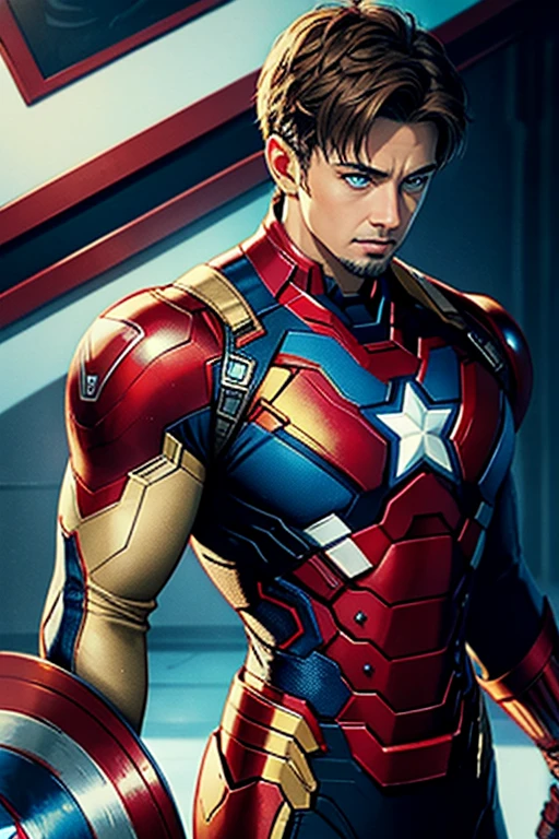 create a mix between captain america and iron man, also mixing your colors