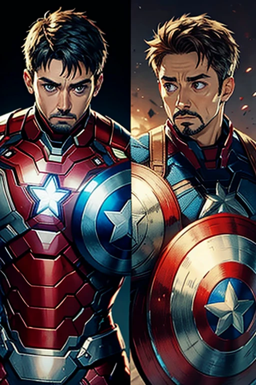 create a mix between captain america and iron man, also mixing your colors