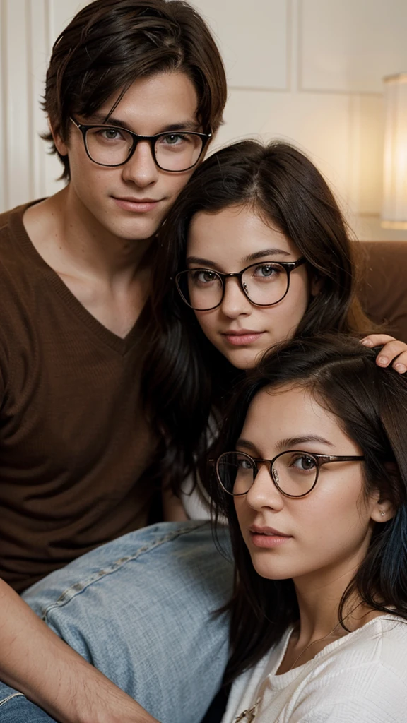 Cover of a book with the name "love sparks", having a photo of a young boy with black hair and glasses and a young woman with brown hair and blue eyes.