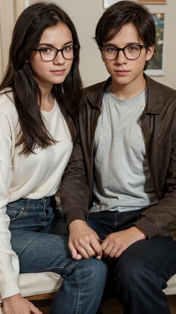 Cover of a book with the name "love sparks", having a photo of a young boy with black hair and glasses and a young woman with brown hair and blue eyes.