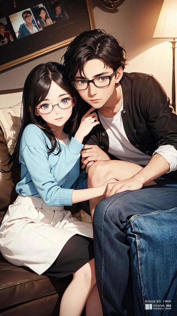 Cover of a book with the name "love sparks", having a photo of a young boy with black hair and glasses and a young woman with brown hair and blue eyes.