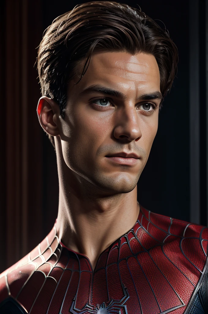 A photo of Spider-Man, No mask, 1920s, Handsome, Delicate face, Looking at the camera, portrait, 8K Ultra HD, high quality
