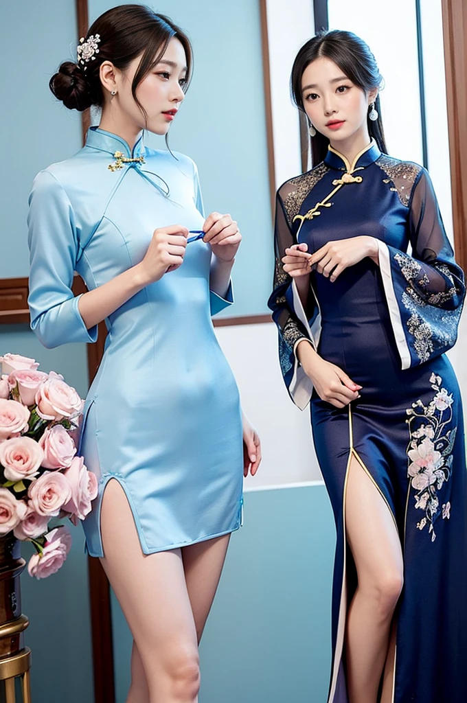 Cheongsam is one of the traditional Chinese costumes，Known for its unique design and elegant temperament。I want some gentle and elegant cheongsams.，You can consider the following aspects：

Fabric Selection：The fabric of the cheongsam has a great influence on the overall effect。Silk fabric is the first choice for cheongsam，It can show gloss，And has an elegant temperament。also，Cotton or blended fabrics are also good choices，They are more comfortable，Suitable for everyday wear。
Color matching：Gentle temperament can be reflected through soft colors。Light pink、Light Blue、Off-white is a good choice。These colors not only make your skin look whiter，It can also create a gentle atmosphere。
Graphic design：Traditional cheongsam patterns such as flowers、Geometric shapes can show the oriental charm。You can choose some simple yet elegant patterns，Avoid overly complex designs，to maintain overall coordination。
Style Selection：The cheongsam has various styles，You can choose according to your body shape and preferences。For example，If you are tall，You can choose a long cheongsam，Show your beautiful lines；If you prefer a more relaxed feel，You can choose a short cheongsam。
Accessories：Appropriate accessories can enhance the overall effect of cheongsam。For example，A pair of pearl earrings or a thin gold necklace，Can add a sense of refinement。at the same time，A pair of high heels that match the color of the cheongsam，It is also the key to improving temperament。