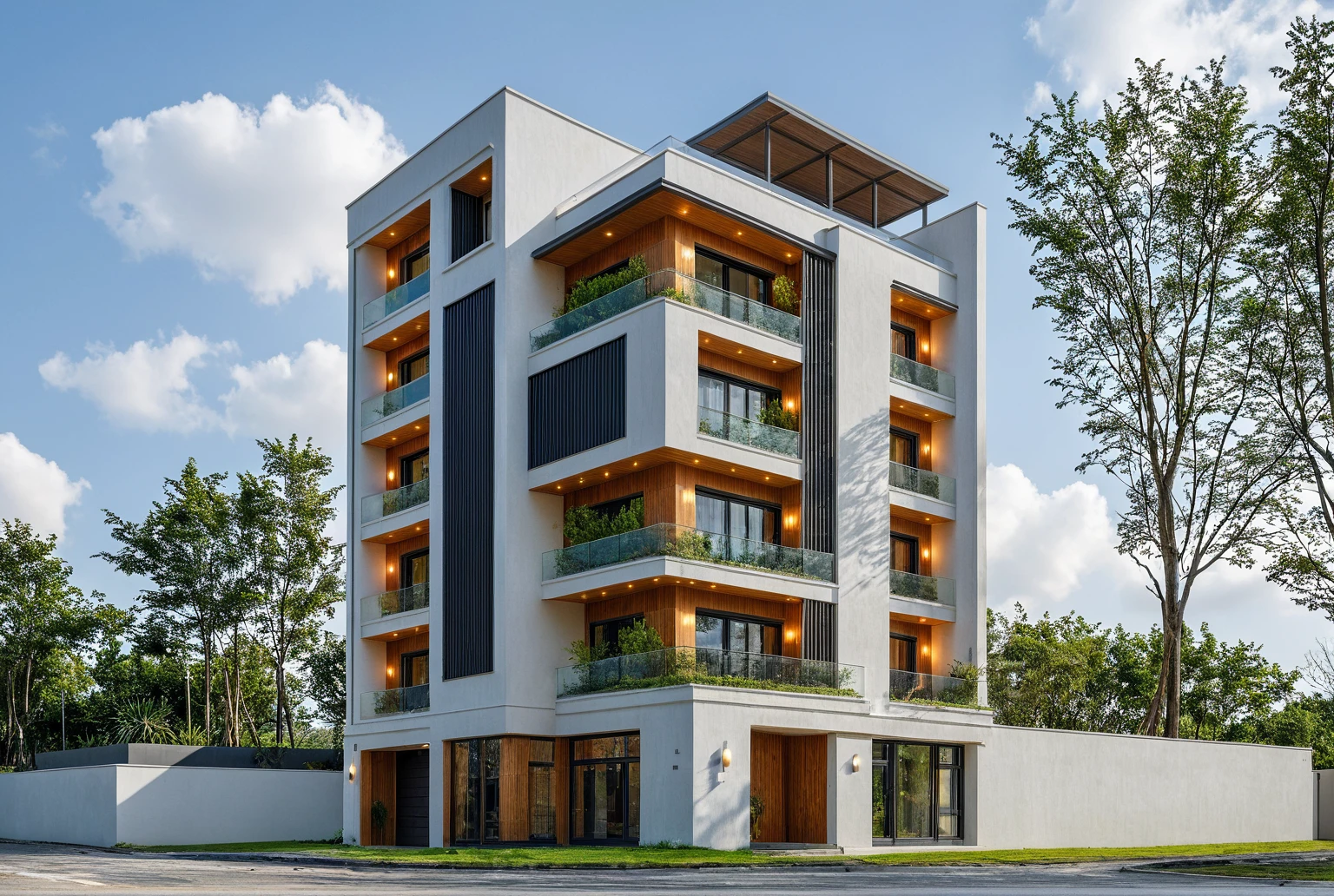 Masterpiece, high quality, best quality, authentic, super detail, outdoors, onestoreyvillaXL, aiaigroup, house style modern on the street ,stairs, white wall ,road,pavement, grass, trees, sky, cloud, (daylight:1.1)
