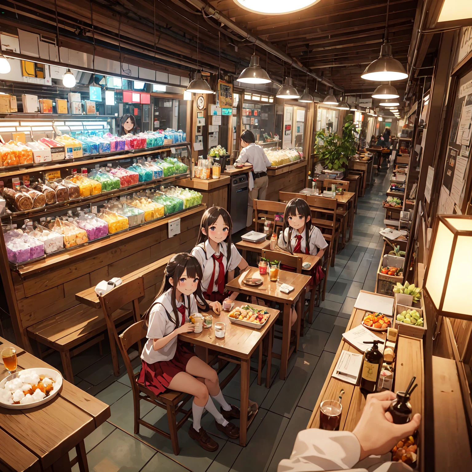 (masterpiece、Highest quality)、(Photorealistic photography)、1 picture、(Japan's dimly lit underground mall)、Japan favelas、、、Showa Retro、Detailed and cute face、Poor conditions、(Underground hot spring facilities)、shaved ice、Sale of drinks、Unsanitary and dim、(stage)、(Big bath)、Shady Red Light District、diet、(Many female junior high students)、(へにょしたsmile、Happy schoolchildren、Perfect Anatomy、sm