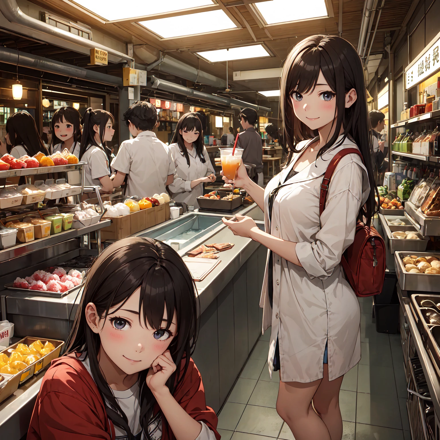 (masterpiece、Highest quality)、(Photorealistic photography)、1 picture、(Japan's dimly lit underground mall)、Japan favelas、13 years old、、Showa Retro、Detailed and cute face、Poor conditions、(Underground hot spring facilities)、shaved ice、Sale of drinks、Unsanitary and dim、(stage)、(Big bath)、Shady Red Light District、diet、(Many female junior high school students)、(Prostitute)、へにょへにょしたsmile、Happy schoolchildren、Perfect Anatomy、smile