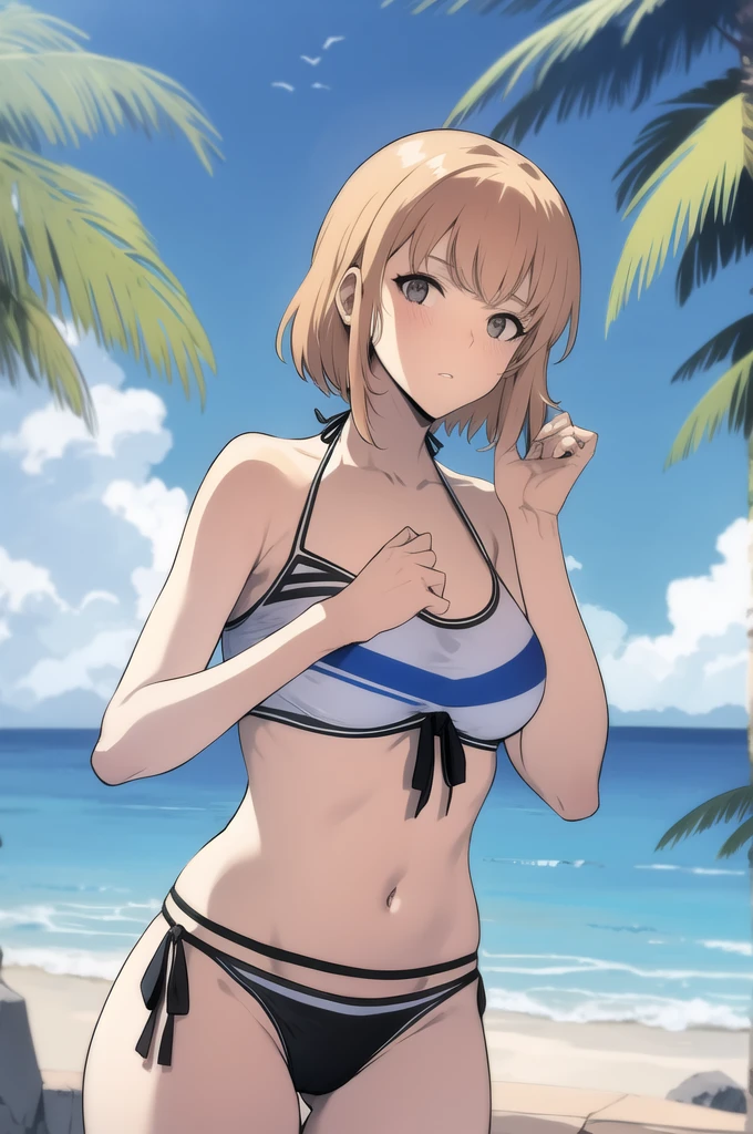 Bikini, rougir, regarde vers le haut