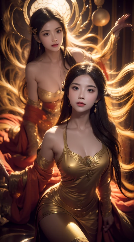 1 Gorgeous goddess of fire, (Float on fiery orange clouds); Perfect hair, perfect full lips, Delicate and perfect body, Her body is flawless, Amazing galactic garden, Background of flames, Floating on the clouds, Highly stylized features; (full bodyesbian), unsplash, Highly detailed, Digital painting, intricately detailed eyes, Colourful, Ink painting, Beautiful watercolor, Realistic, Detailed, fine art, Oil painting, Finely drawn hands; By Artgerm, By Alphonse Mucha, author:Ilya Kuvshinov sty, Paintings by Olga Shvasur, Svetlana Novykova,(In the daytime:1.8),in summer,beachside,(naturey:1.9),Very long hair,grinning smile,Raised sexy,unaligned breasts,dynamic angle,dynamicposes,exteriors,Seaside view, (RAW photogr:1.2), (realisticlying:1.4), absurderes, Incredibly Ridiculous res, hugefilesize , ultra - detailed, A high resolution, The is very detailed, best qualtiy , tmasterpiece, illustratio, Extremely refined and beautiful, The is very detailed, CG ,Solidarity , 8k wallpaper, astounding, finedetail, tmasterpiece, best qualtiy,pureerosface_v1,ulzzang-6500-v1.1,
