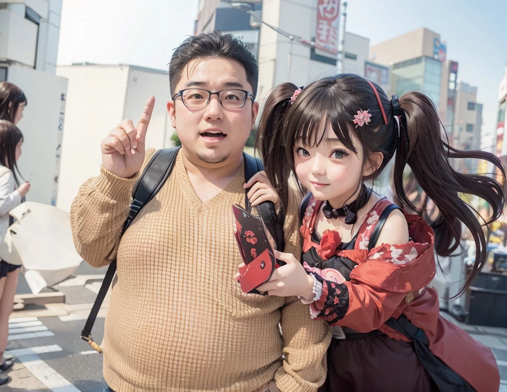 Very fat Japanese otaku and girl photograph Akihabara