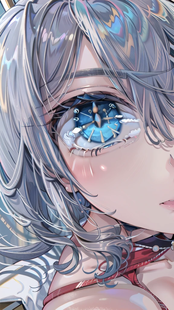 (masterpiece, best quality:1.4), One girl,((top quality eyes)) ,(droopy eyes:1.4),(wedgewood blue color eyes), ( (ash Hair:1.6), drill hair, (parted bangs:1.5), orgasm face, Show the whole body, Medium chest, cleavage, only shirt, masturbation, Particles of light, The morning sun shines through the window, sitting, on the bed,
