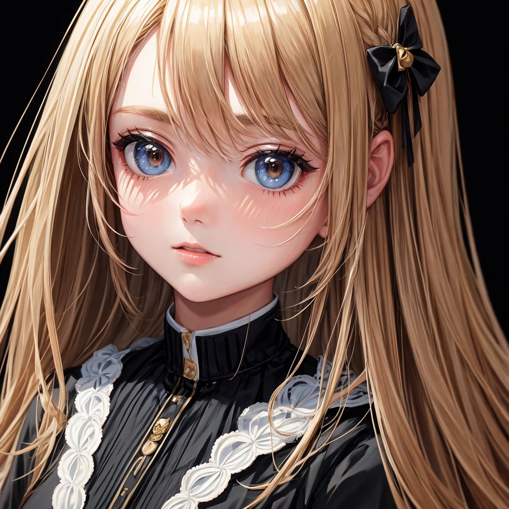 , (masterpiece:1.3), ((the best_quality)), (absurd), 1 Girl, portrait, simple_background, Black_background,