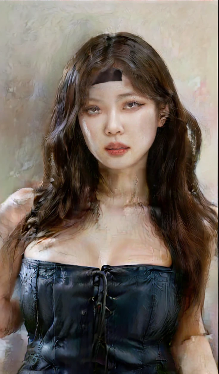a closeup of a woman in a black corset posing for a photo, gorgeous young korean woman, korean girl, beautiful south korean woman, beautiful young korean woman, korean woman, sexy look at the camera, 🤤 girl portrait, japanese goddess, Sakimichan, beautiful chinese model, Yoshitomo Nara, sexy face with full makeup