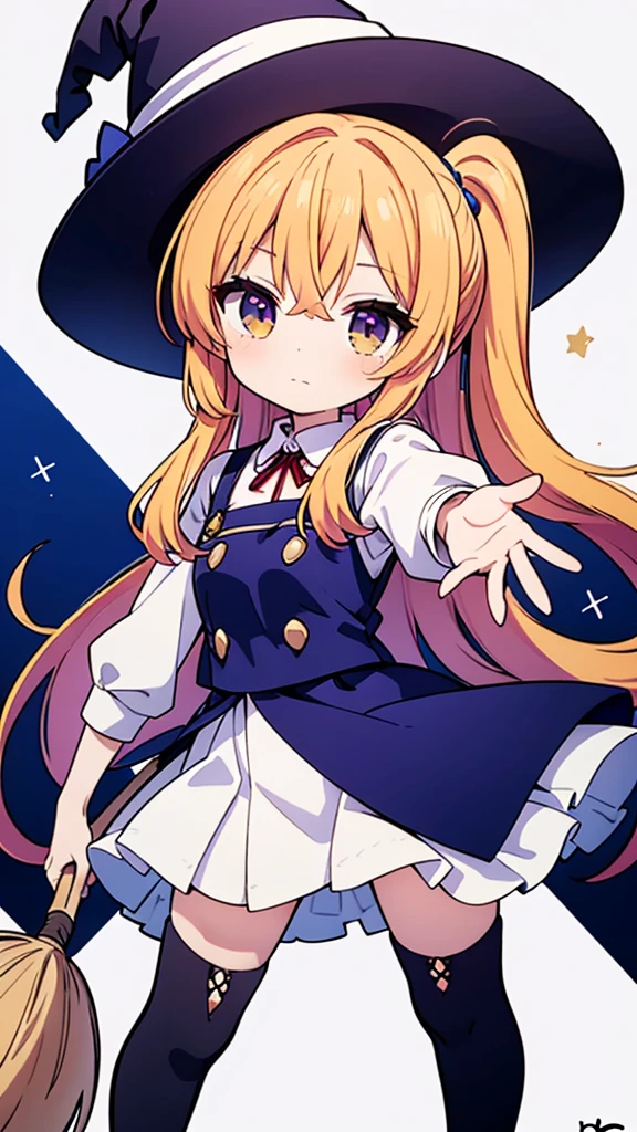 Marisa Kirisame is a recurring character in the Touhou Project series, known for her mischievous personality, powerful magic, and iconic witch outfit. Her appearance has evolved slightly over the course of the series, but her defining features have remained consistent, making her one of the most recognizable characters in the Touhou universe.
Key Physical Traits:
Hair: Marisa's hair is typically depicted as a vibrant red color, often styled in a short, loose ponytail with a prominent fringe. In earlier games, her hair was sometimes portrayed as a darker shade of red or even brown.
eyes: Her eyes are consistently shown as a bright red color, matching her hair and adding to her striking appearance.
Attire: Marisa's most recognizable trait is her witch outfit, which consists of:
Wide-brimmed hat: A pointed, wide-brimmed hat, often adorned with a white bow or ribbon, sits atop her head. The color of the hat varies, but it is most commonly purple or black.
Purple dress: She wears a purple dress with long sleeves and a white collar. The dress is often embellished with lace or other decorative details.
Black boots: Knee-high black boots complete her witchy ensemble.
Accessories: Marisa accessorizes with various items that reflect her magical abilities and personality, including:
hakama: Loose-fitting hakama pants, typically black or purple, are often worn under her dress for added mobility.
Broom: Marisa's signature mode of transportation is a magical bamboo broom, which she rides for both combat and casual flight.
Magic bullets: As a magician, Marisa utilizes a variety of magic bullets, often depicted as colorful spheres or projectiles.
Overall Appearance: Marisa's overall appearance exudes an air of confidence and mischievous charm. Her bright hair, striking eyes, and witchy attire make her a visually memorable character, while her accessories and magical abilities further enhance her persona as a powerful and eccentric magician.
Chibi Character、miniaturization、Solid color background