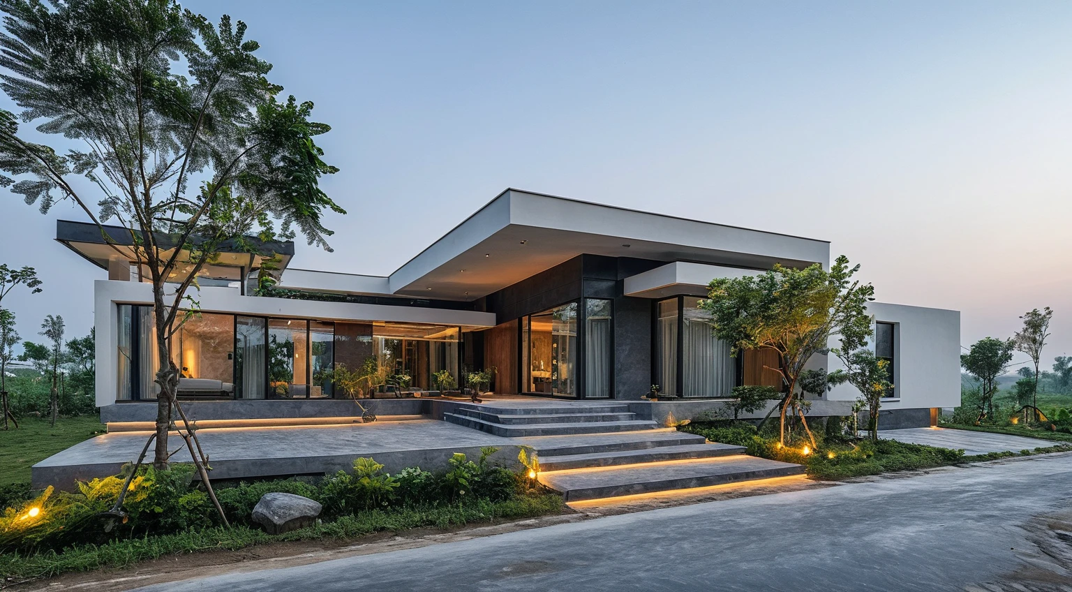 raw photo, best quality, ultra realistic, masterpiece, best quality skin, photography hd, dslr,
tcs, httlvn, modern house, road, people, house, facade design, outdoors, house, white walls, cross on top, curved shape building,
Dusk, sunshine,
View from a tree, dof view, Best quality, hyper realistic, hyper detail, 8k Render, maximum quality