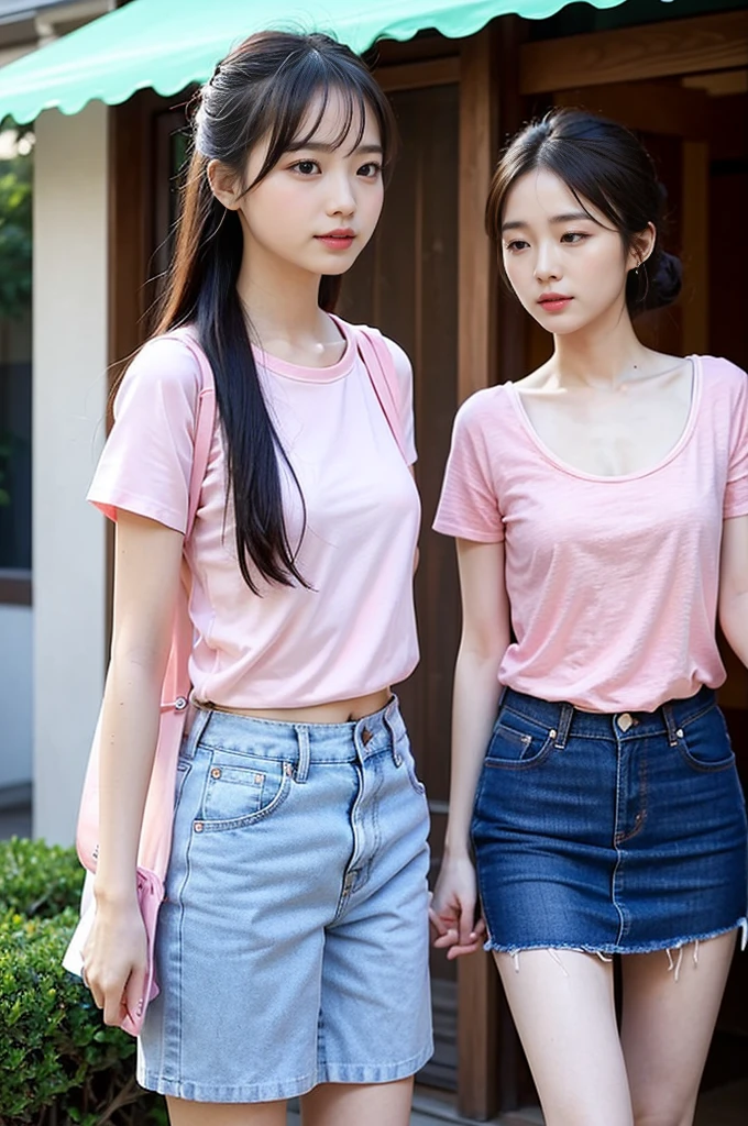 Summer pink series fashion wear，Can show freshness、Vitality and youthfulness。Here are some suggestions for dressing in the pink series：

Pink dress：Choose a pink dress，Can be cotton or chiffon fabric，Soft and breathable。You can choose styles with lace or ruffles.，Increase the feminine temperament。
Pink top+White shorts/skirt：粉色的上衣搭配White shorts或skirt，It can show the freshness of summer，Lively and cute。You can choose a top with small patterns or bows.，Add fun。
Pink T-shirt+jeans：简单的Pink T-shirt搭配jeans，A good choice for daily wear。You can choose a loose T-shirt，搭配紧身jeans，Show casual and fashionable style。
Pink shirt+Khaki slacks：粉嫩色的衬衫搭配Khaki slacks，Suitable for office or slightly formal occasions。Shirts can be made of glossy fabrics，Increase fashion sense。
Pink sun protection shirt+Suspender Skirt：Summer sun protection shirts can be chosen in pink colors，内搭一件Suspender Skirt，Sun protection and fashion。Suspender Skirt可以选择碎花或纯色的，与Pink sun protection shirt形成对比。
Pink accessories：If you are worried that the whole body pink is too sweet，You can choose pink accessories，Such as bags、Shoes or hats，As the finishing touch of the overall outfit。